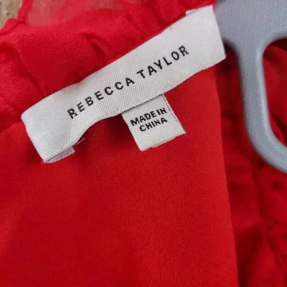 Rebecca Taylor Diamond Smocked Mock Neck Silk Dress Size S/M - Picture 5 of 5